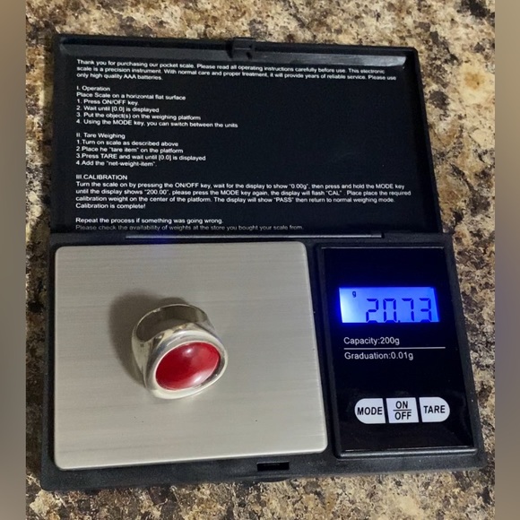 Antique Sterling Silver Deep Ruby Red Unisex Statement Cocktail Ring-Size 9 - Picture 7 of 10